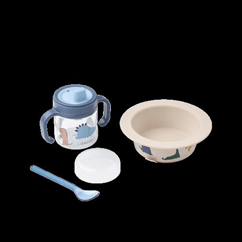 Liewood Becket Servisesæt Dino Roar Sandy  Dino Roar Sandy One Size  Beige  One Size  Drenge, Piger