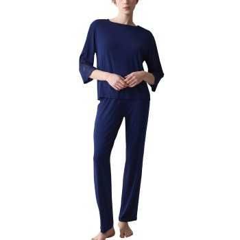Triumph Amourette PK LSL Pyjama Set Marineblå modal fibre 40 Dame