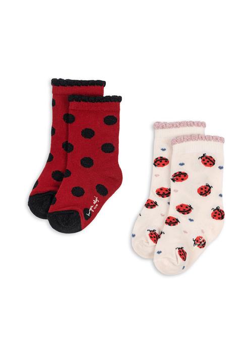 Konges Sløjd Ladybug 2-pak Jacquard-strømper Ladybug  Ladybug 19-21 EU  Rød  19-21 EU  Piger
