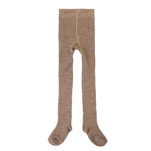 Joha Uld-rib-strømpebukser Sand Melange  Sand Melange-90 cm Uld Beige  90 cm  Drenge, Piger