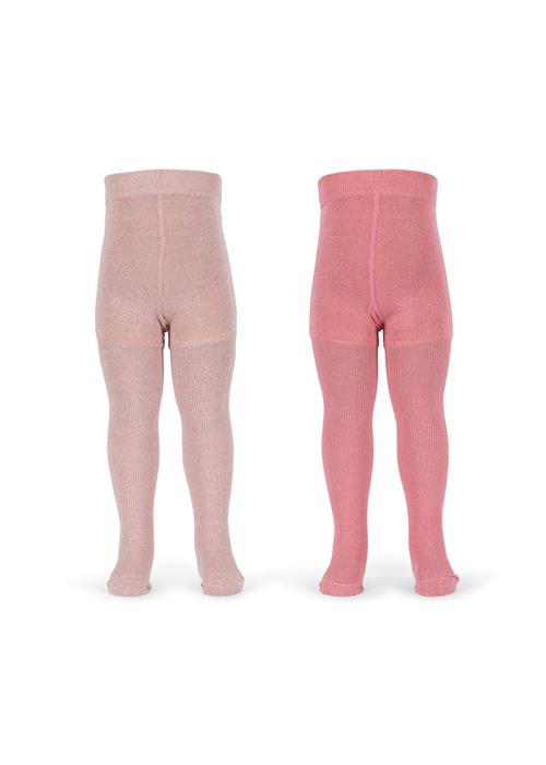Konges Sløjd 2-pak Ribstrikkede Glittertights Rose Mix  Rose Mix-116/122  Lyserød  116/122 cm  Piger