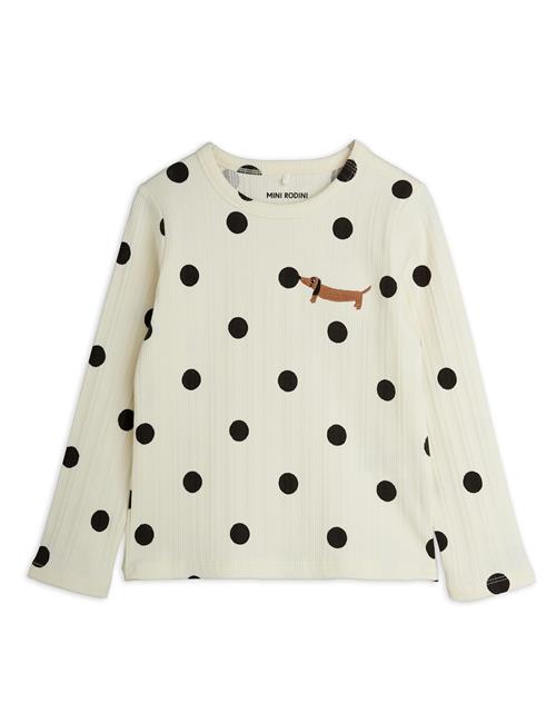 Mini Rodini Dots Aop Dog Ls Tee Off-white Off-white 140/146 cm  Hvid  140/146 cm  Drenge, Piger