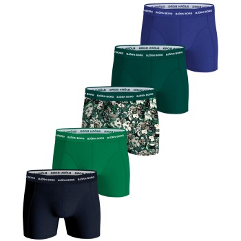 Björn Borg 5P Multi Cotton Stretch Boxer Blå/Grøn bomuld X-Large Herre