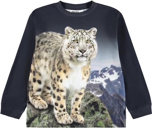 Molo Rube T-Shirts Long Sleeves Snow Leo Snow Leo 110 cm  Sort  110 cm  Drenge