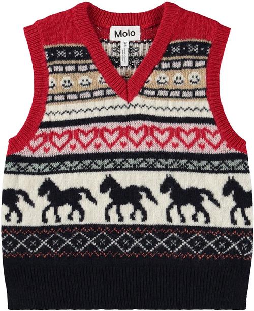 Molo Grace Strikket Vest Horse Gallop  Horse Gallop 122/128 cm  Rød  122/128 cm  Piger