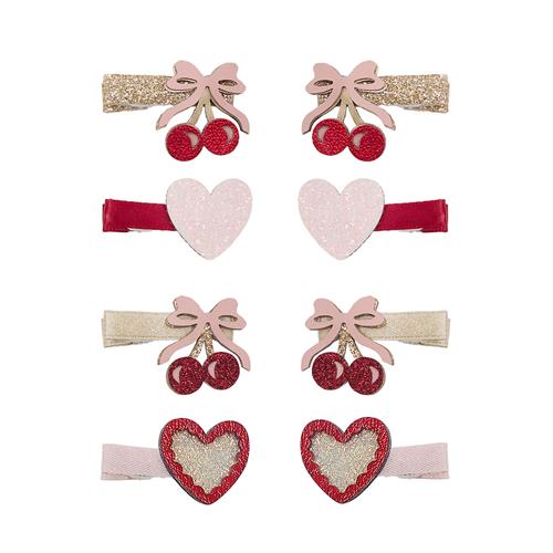 Mimi & Lula 8 Hair Clips - Fancy Cherries Fancy Cherries-One Size  Rød  One Size 3-8 Years Piger