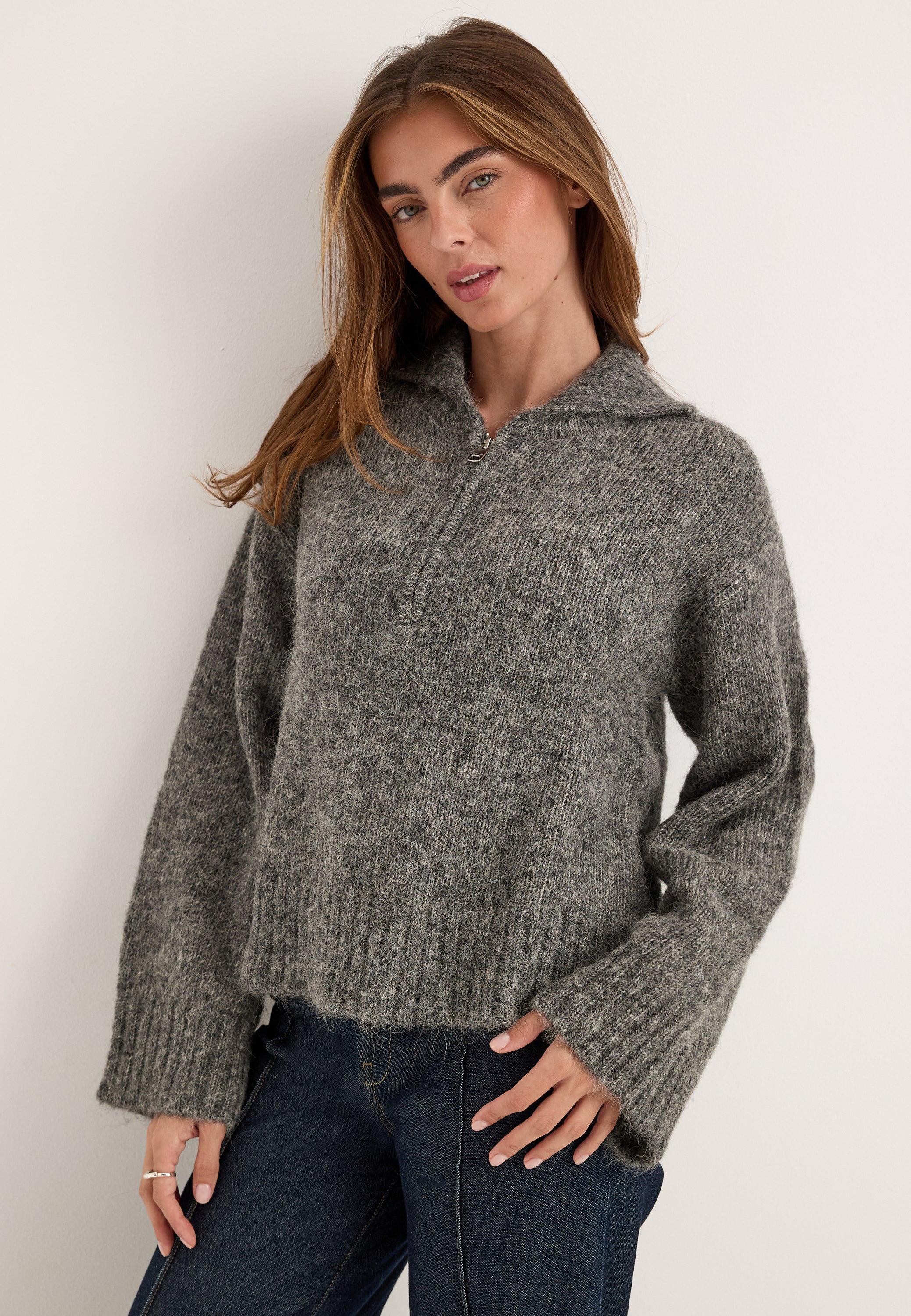 SELECTED Slwanjuli Ls Knit Half Zip