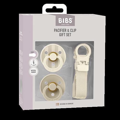 BIBS Colour Gavesæt Med Sutter Og Sutklips Ivory  Ivory 0+M  Creme  0+ måneder From Newborn Drenge, Piger
