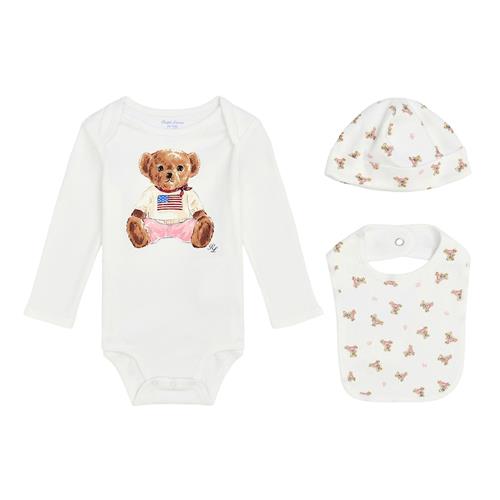 Ralph Lauren Polo Bear 3-delt Gavesæt White Multi  White Multi 3 months  Hvid  3 måneder  Piger