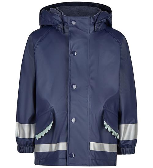 Sterntaler Regnjakke m. Fleece - PU - Navy m. Dinotakker