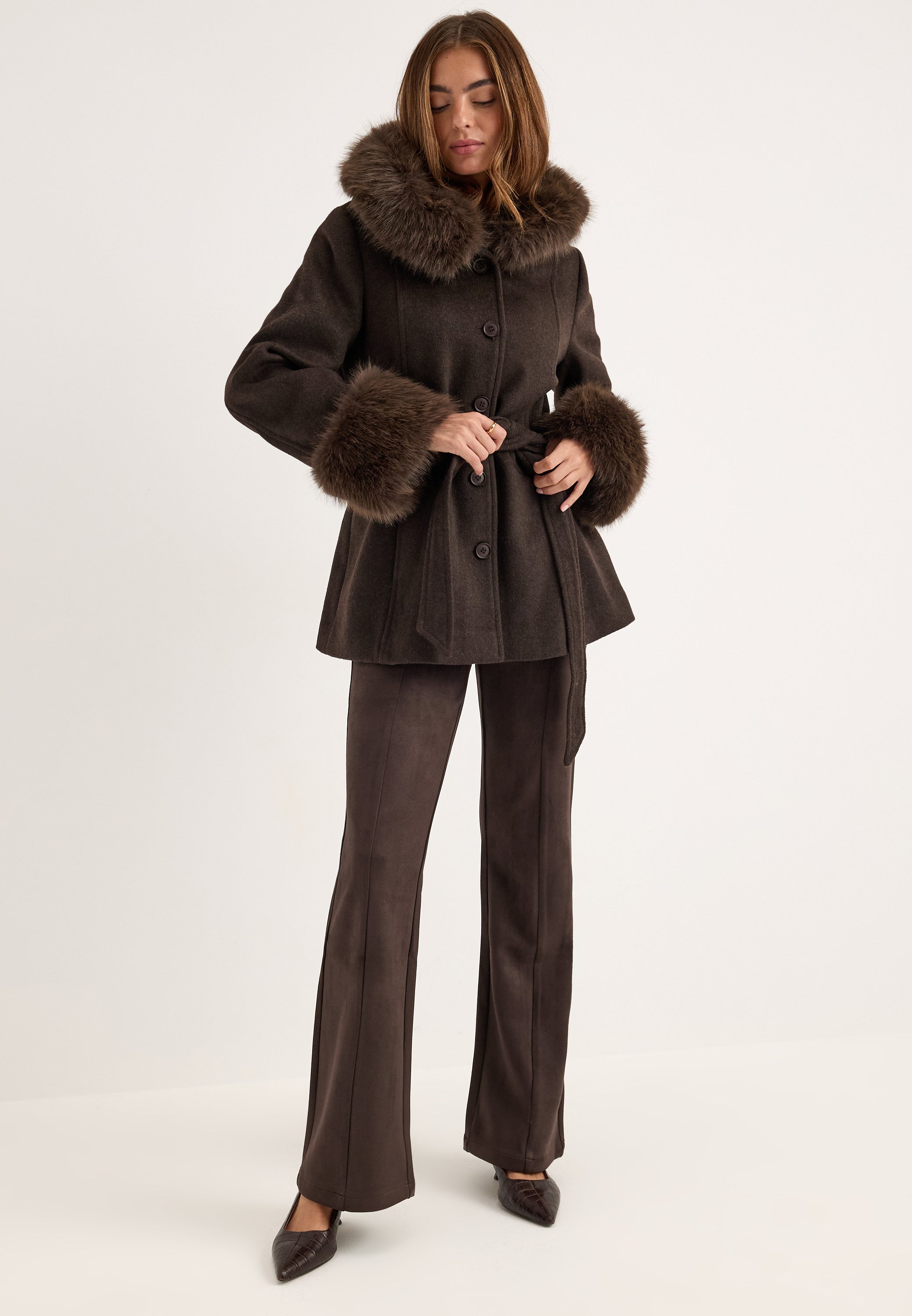 BUBBLEROOM Hooded Wool Blend Coat