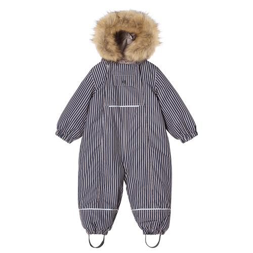 Kuling Val D'Isere Vinteroveralls Thin Stripe Navy Taupe  Thin Stripe Navy/Taupe-74 cm  Marineblå  74 cm  Drenge, Piger