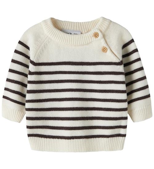 Name It Bluse - Strik - NbmOstripea - Antique White/Chocolate Pl