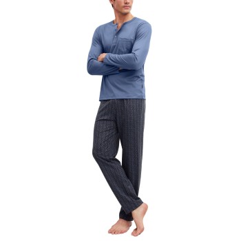Calida Relax Imprint 2 Long Pyjama Marine/Blå bomuld XX-Large Herre