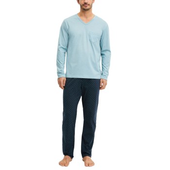 Calida Relax Imprint 3 Pyjamas Marine/Blå bomuld X-Large Herre