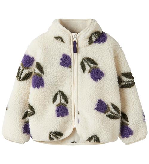 Name It Fleecejakke - Teddy - NmfOnelda - Antique White m. Bloms