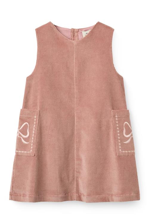Copenhagen Colors Corduroy Dress W. Embroidery Winter Rose-98 cm  Lyserød  98 cm  Piger