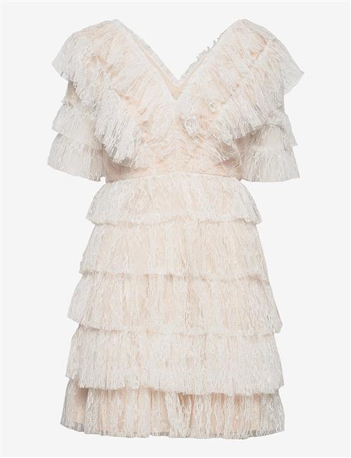 Malina | Sky V-Neck Frill Mini Lace Dress | XS
