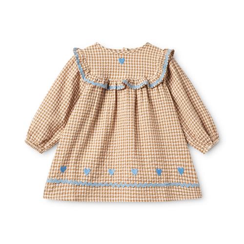 Flöss Ellis Kjole Coffee Gingham  Coffee Gingham 110 cm  Beige  110 cm  Piger