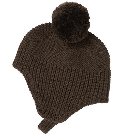 MarMar Babyhjelm - Uld/Bomuld - Aly Pompom - Dark Roast
