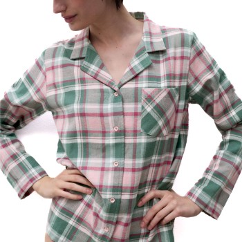 Femilet Heat Shirt Grøn/Rudet bomuld 46 Dame