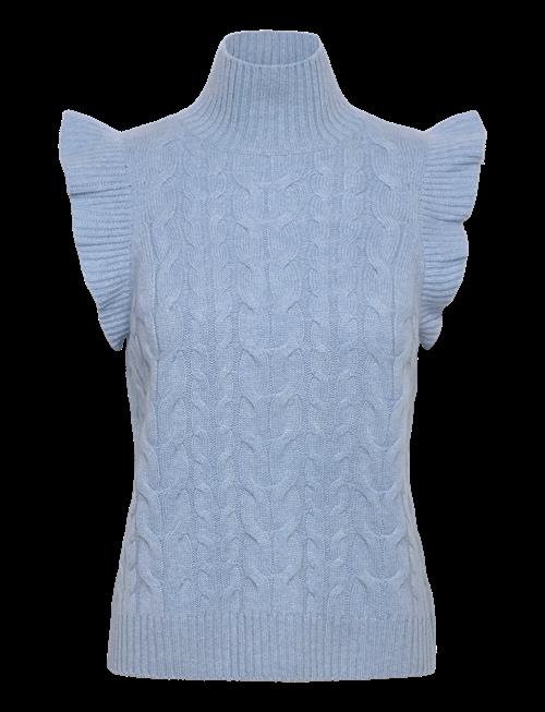 Davida Cashmere | Roll Neck Frill Cable Vest | L