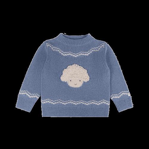 Donsje Amsterdam Selwyn Trøje I Merinould Vintage Blue Melange  Vintage Blue Melange-1-2 Y  Blå  1-2 år  Drenge, Piger