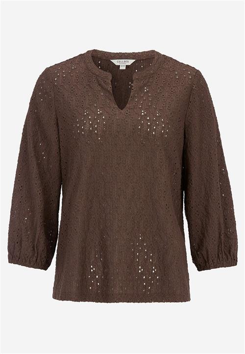 Cellbes of Sweden Jerseytop med broderet hulmønster
