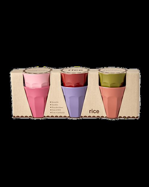 RICE Melamine Cups in Asst. Solid Colors - Small - 6 Pack - 160 ml Multicolor-OS  Rød  One Size  Drenge, Piger