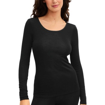 Calida True Confidence Ribbed Shirt Long Sleeve Sort Large Dame