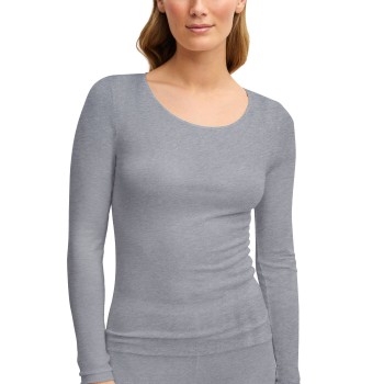 Calida True Confidence Ribbed Shirt Long Sleeve Grå Medium Dame