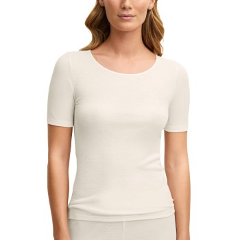 Calida True Confidence Ribbed Short Sleeve Shirt Perlhvid X-Small Dame
