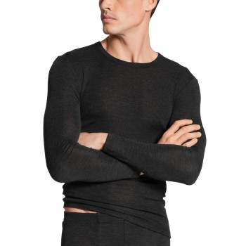 Calida Wool and Silk Shirt Long Sleeve Sort Large Herre