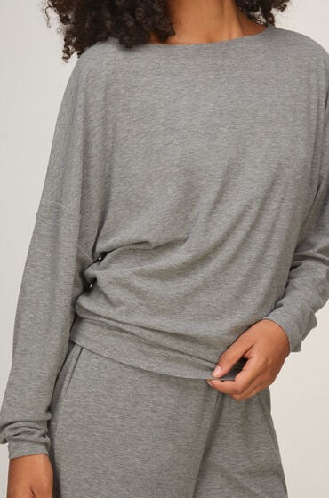 Hunkemöller Top med Lange Ærmer Premium Rib Batwing Grå