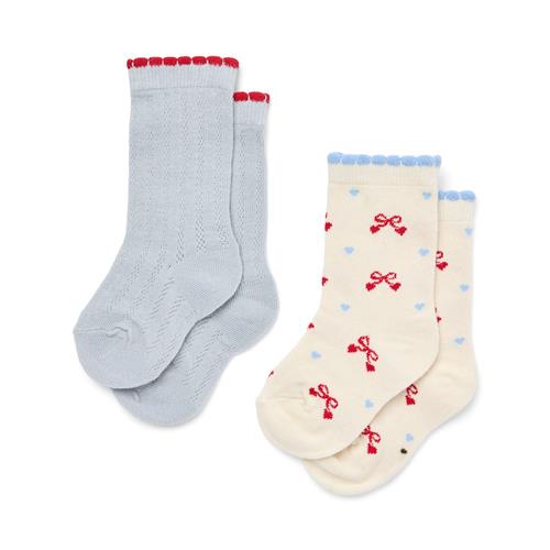 Flöss Vibe 2-pak Sokker Bow  Bow 33-35 EU  Blå  33-35 EU  Piger