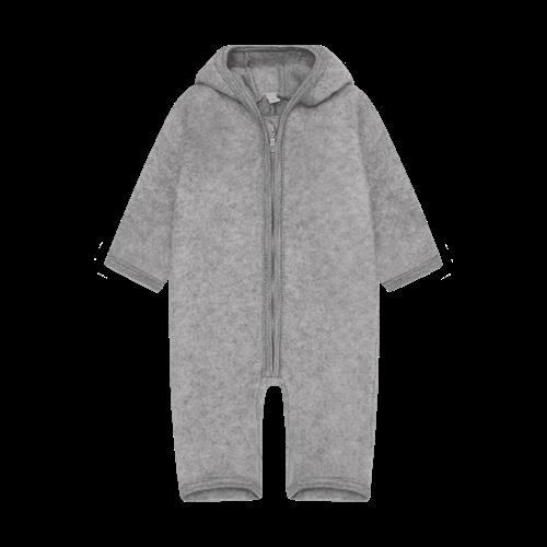 Huttelihut Barnevognsdragt I Uld Medium Grey Melange  Medium Grey Melange-80 cm Uld Grå  80 cm
