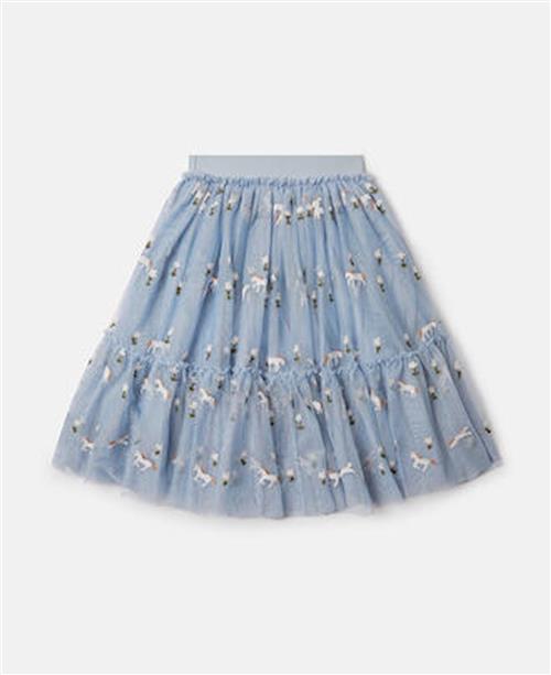 Stella McCartney Kids Skirt Blu Nebbia Embroyd. Blu Nebbia Embroyd. 10 Y  Blå  10 år  Piger
