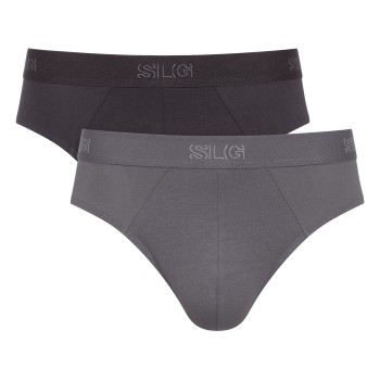 Sloggi 2P SLG Base Midi Briefs Grå/Sort bomuld Large Herre