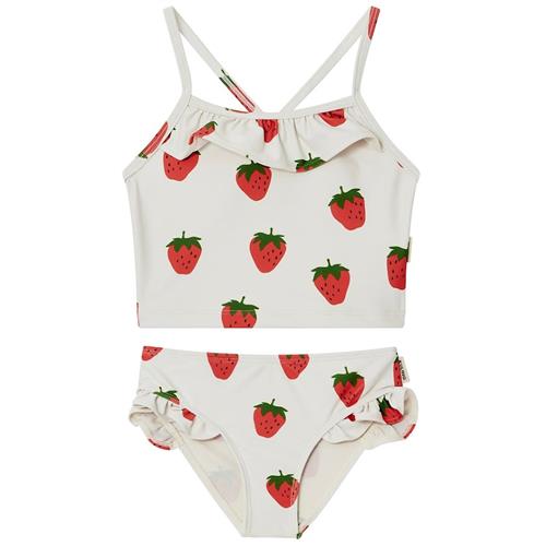 Kuling Fiji Mønstret Tankini Med Jordbær Cremefarvet 86/92 cm  Hvid  86/92 cm  Drenge, Piger