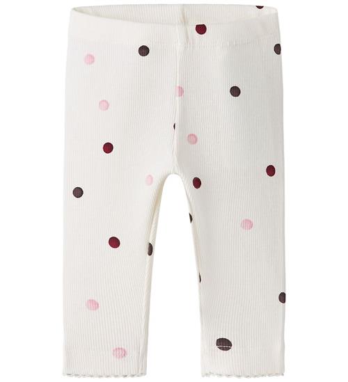 Name It Leggings - Rib - NbfNutti - Antique White/Dot