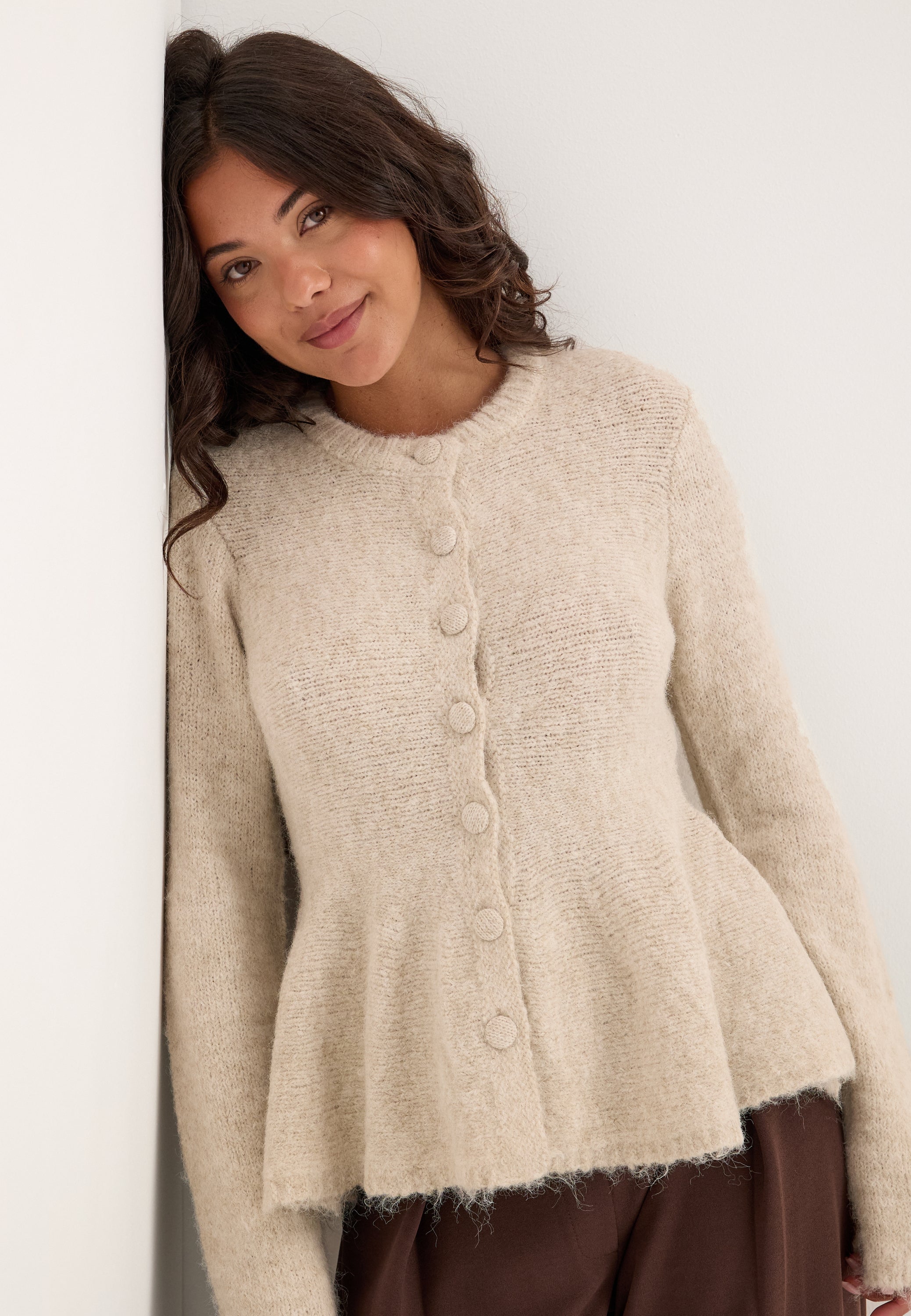 OBJECTCOLLECTORSITEM Objsaggia Re Ls Peplum Knit Cardigan
