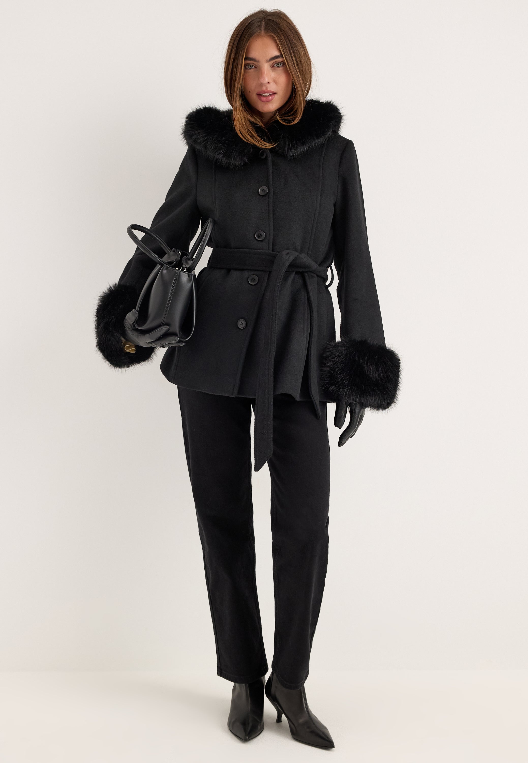 BUBBLEROOM Hooded Wool Blend Coat