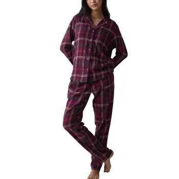 Triumph Boyfriend Long Sleeved Pyjama Set Vinrød  bomuld 36 Dame