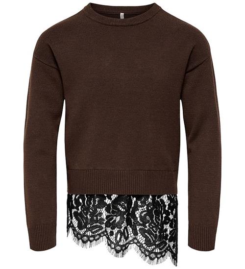 Kids Only Bluse - Strik - KogEvie - Coffee Bean/Black Lace
