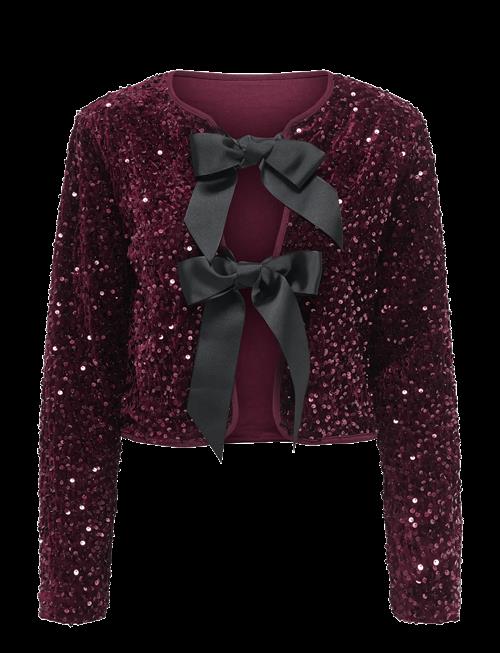 ONLY | Onlanika Sequins Ls Bow Top Wvn Cs | XS