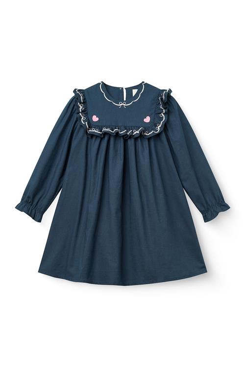 Copenhagen Colors Dress W. Frill & Embroidery Navy Comb-98 cm  Marineblå  98 cm  Piger