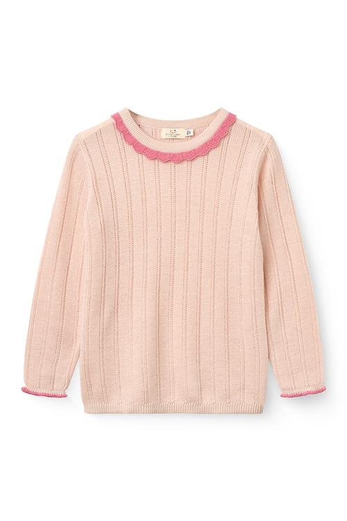 Copenhagen Colors Ls Merino Pointelle Blouse Soft Pink Comb-128 cm  Lyserød  128 cm  Piger