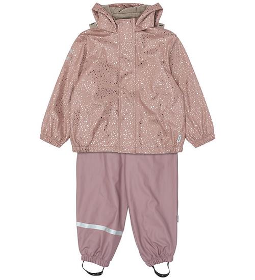 Mikk-Line Regntøj m. Seler/Fleece - PU - Foil Dot AOP