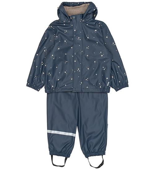 Mikk-Line Regntøj m. Seler/Fleece - PU - Star Sky AOP