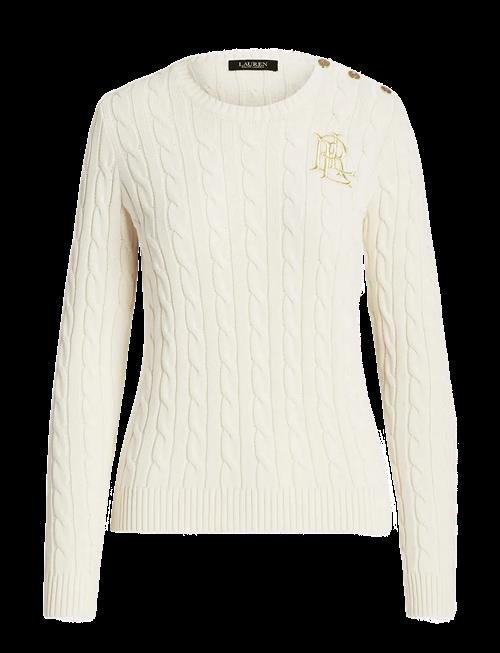 Lauren Ralph Lauren | Button-Trim Cable-Knit Cotton Sweater | XL